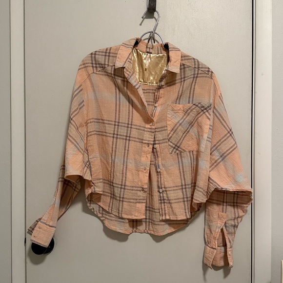 Free People Paradise Garden Cropped Cutie Button Up Blouse, Small MSRP $88 - Picture 9 of 10